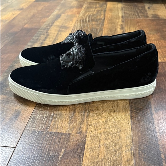 Versace Black Velvet Palazzo Medusa Slip-On Sneakers Size 45/US 12 main image 10